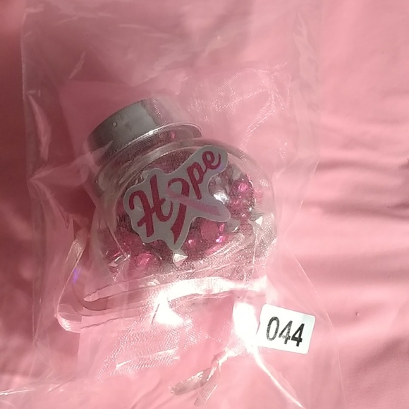 Breast Cancer Awareness Pink Rhinestones Gem 1.05 oz Keepsake Bottle Jar Crafts - Picture 12 of 12
